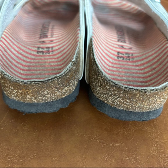 Birkenstock Arizona Patent Leather White Slide Sandals Vacation Preppy size 37 - Picture 9 of 10